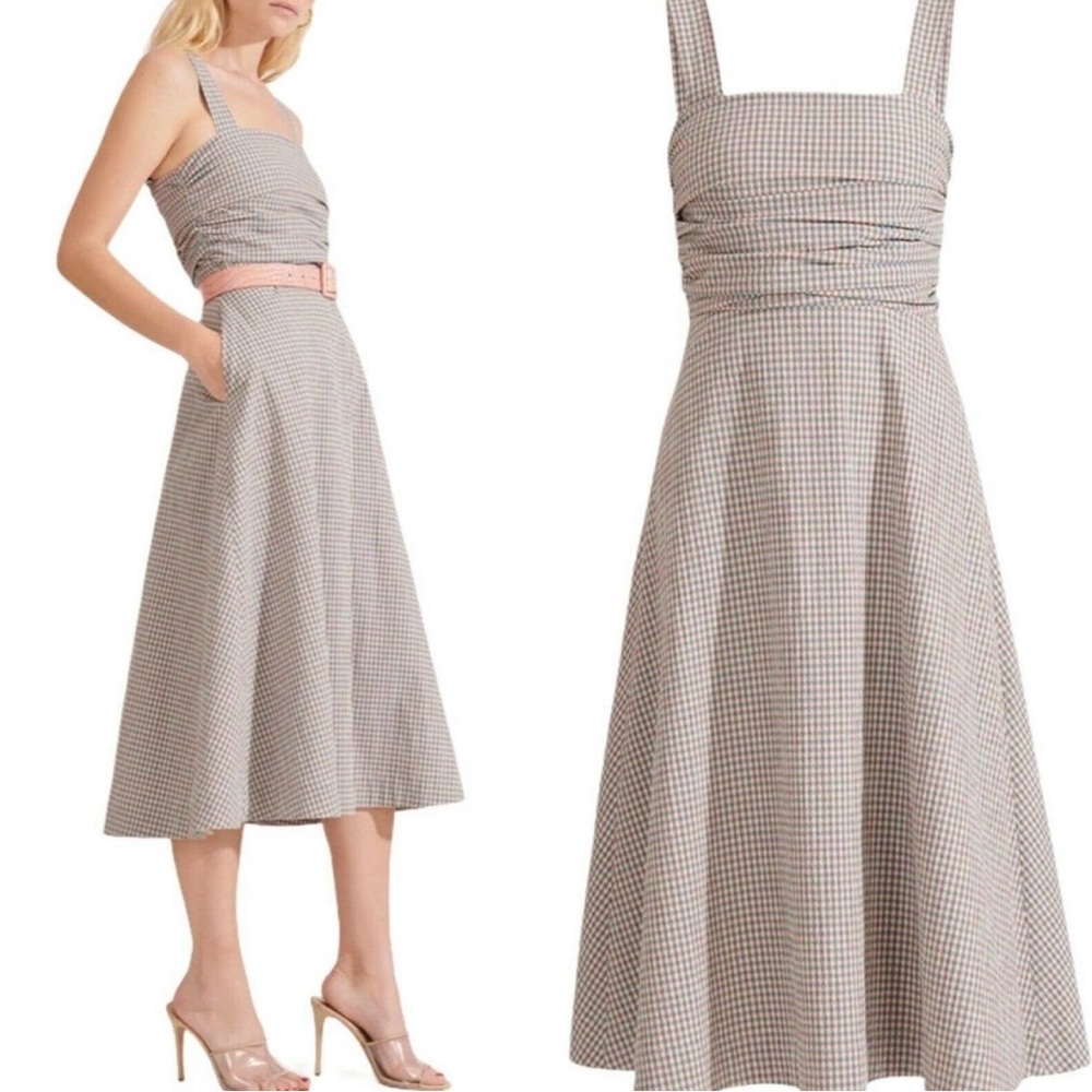 Veronica Beard Positano Gingham Seersucker Midi Dress Size 4